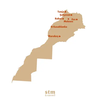 Fas turu, Rabat, Fes, Marakeş ve Kasablanka şehirleri haritası