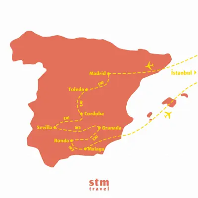 Endülüs turu - Madrid, Toledo, Granada ve Malaga şehirleri